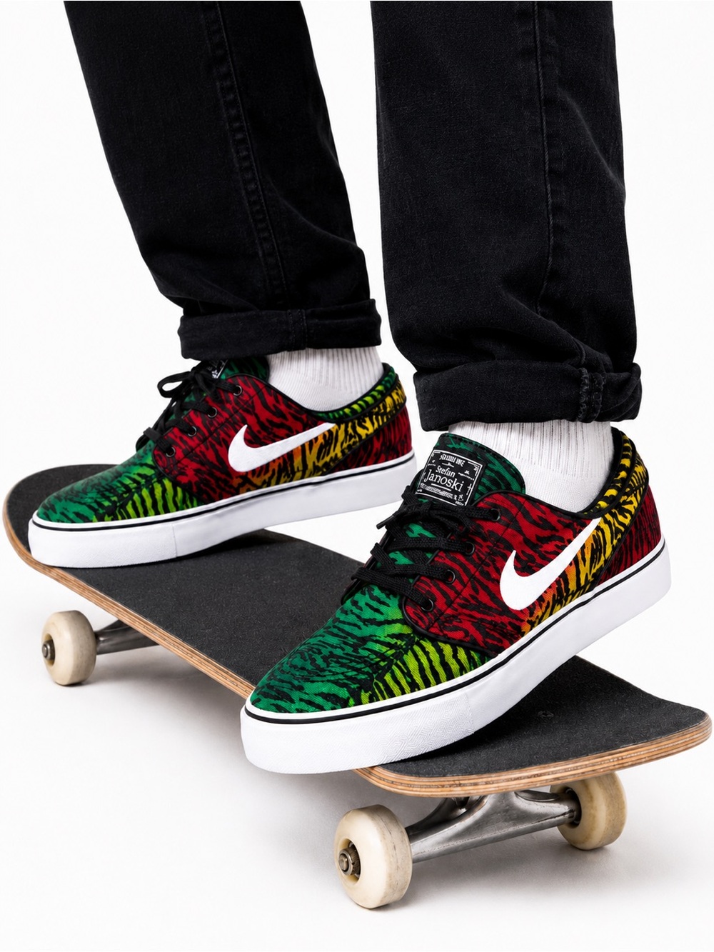 Nike SB Zoom Stefan Janoski Rasta Tiger Stripe Sneakers Men’s 6.5 Multicolor